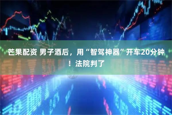 芒果配资 男子酒后，用“智驾神器”开车20分钟！法院判了