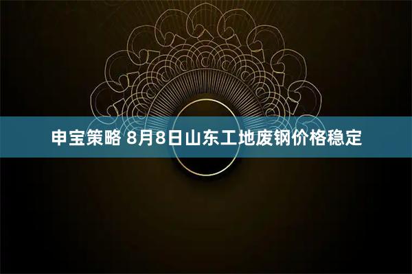 申宝策略 8月8日山东工地废钢价格稳定